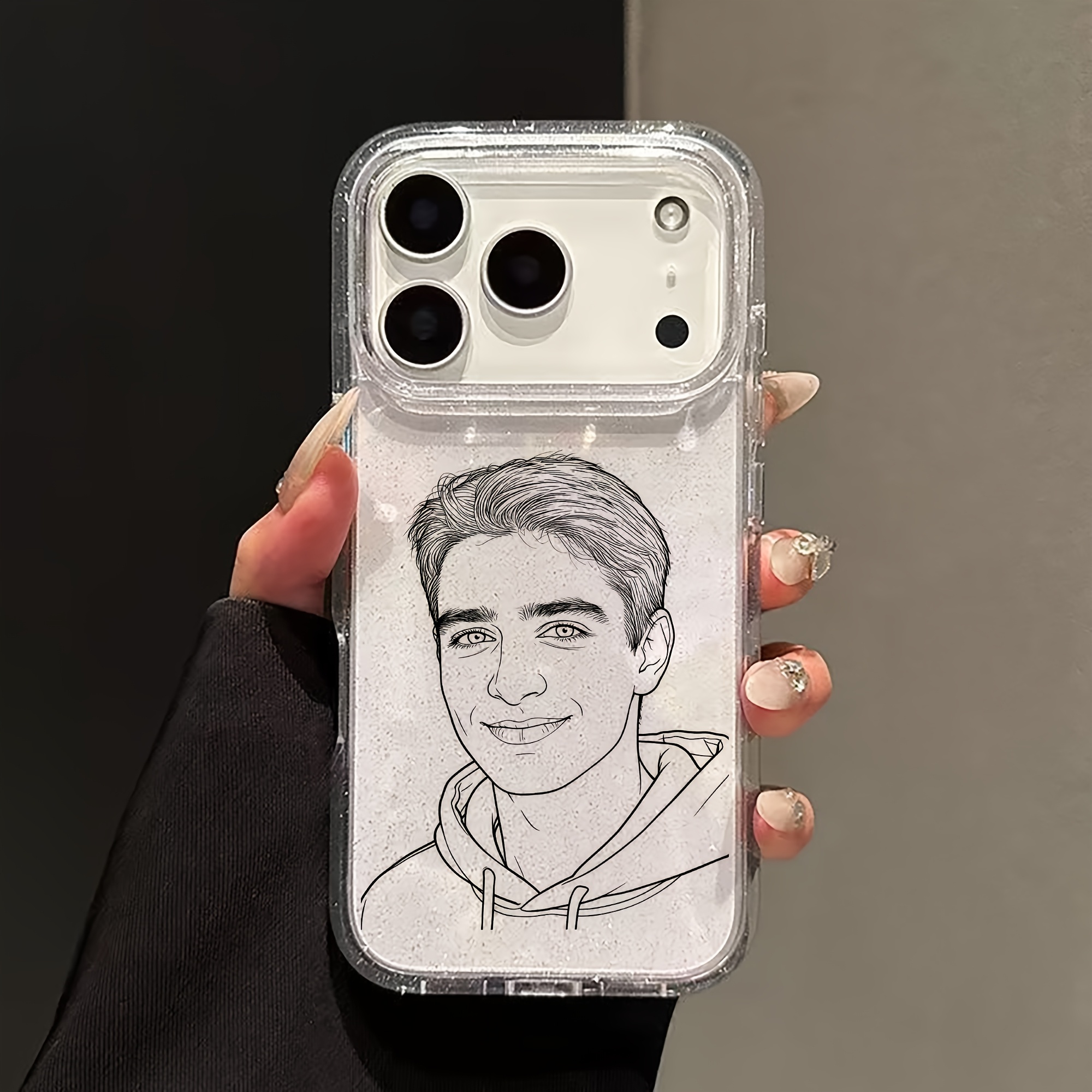 TEMU de teléfono: Carcasa transparente compatible con iPhone 17 16 15 14 13 Pro Max, impresión UV en TPU, imágenes personalizadas con dibujos de