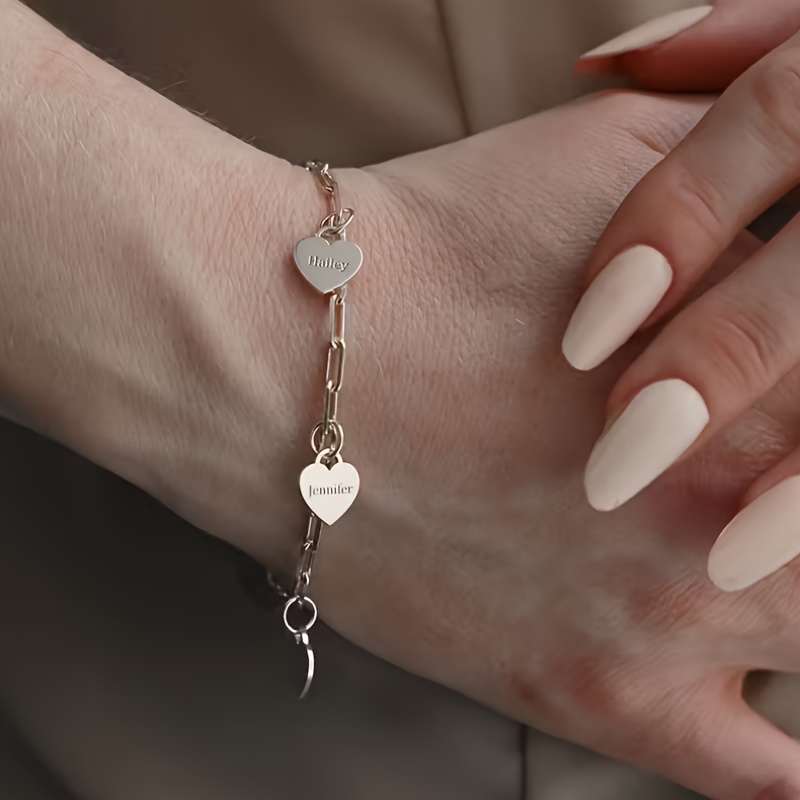 Custom 18K Golden Plated Heart Bracelet, Exquisite Luxury Gift