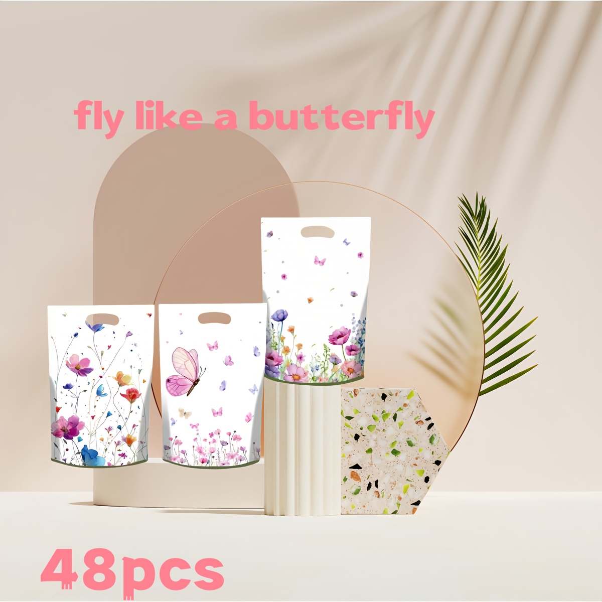 Image of 48pcs/100pcs New Floral Handbags, Floral Gift Bags, Mixed 3 Styles , Suitable For Holidays, Mother's Day, Birthday Party Handbags, Multi-style Combinations