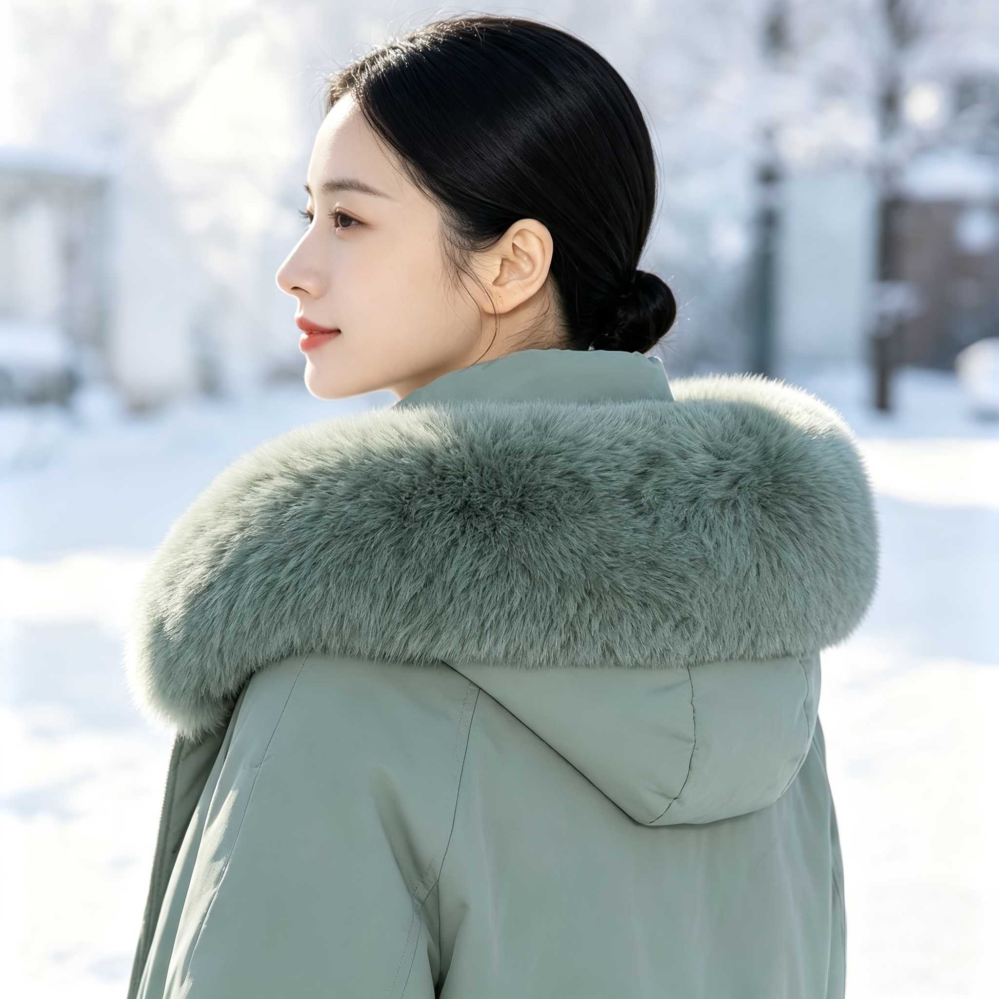 luxury dense faux   detachable collar thick replacement trim for down jackets parkas  