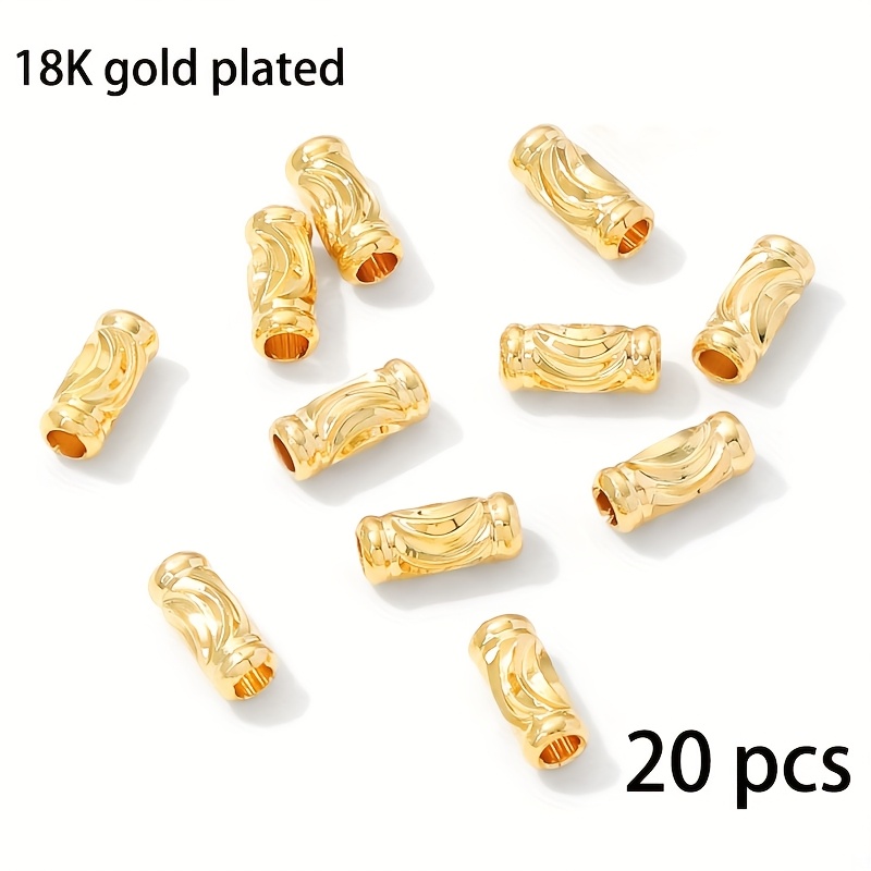 TEMU 20 piezas de separadores de cuentas de tubo de 7 mm chapados en oro de , suministros para hacer joyas, adiciones para collares/pulseras