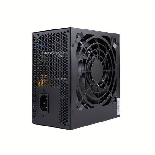 600W 80+ - Rated, 20+4P Motherboard Connectors, 6+2P Graphics Card Connectors, 12cm/7, 2in Cooling Fan, European Plug, Non-Modular Design for PC Builds, Power Supply for Pc, Sleek Metallic , Active Pfc Technology