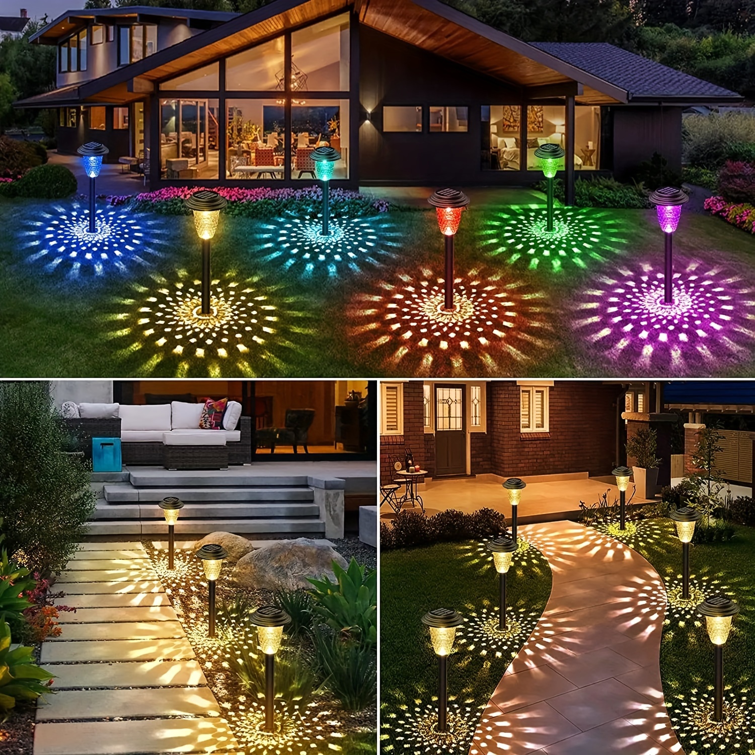 4   outdoor solar   lights rgb colorful warm white led solar stake lights with 10 hour   durable plastic polished   vintage lantern design for garden yard landscape patio driveway solar outdoor lights  way lights stylish     construction decorative   lights garden enthusiasts Product details 5