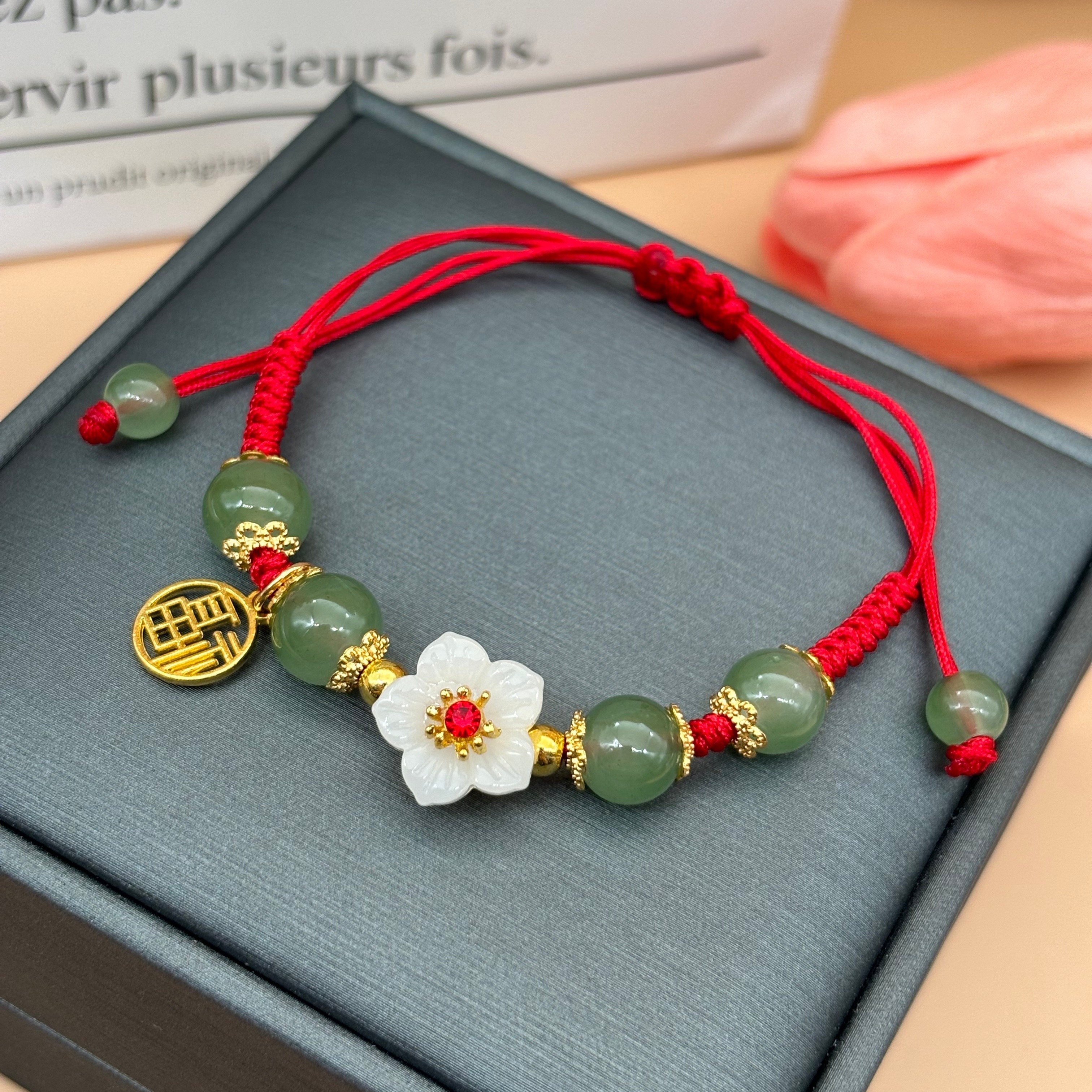 

1pc Braided Red Rope Ruyi Bracelet Women Dragon Boat Festival Phoenix Flower Bracelet Small Fresh Begonia Flower Send Girlfriend Holiday Gift