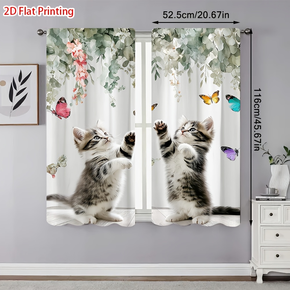 TEMU 2D Flat - 2D Flat - Set Tende Stampate con e dei Animati, Design Semi-. Ideali per Decorare Stanze come Bagni, Soggiorni, Caff癡 e . Nota: Queste