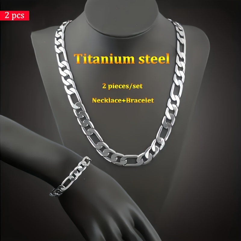 

Titanium Steel Necklace & Bracelet Set - Fashionable Accessories For Men And Women, Weddings, Christmas, Birthdays,