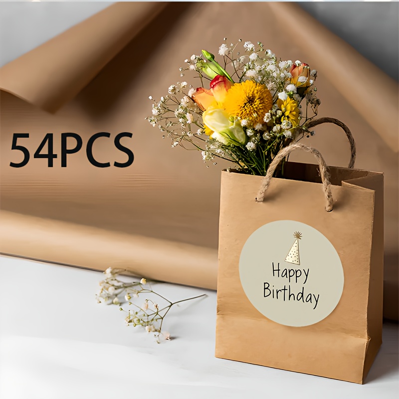 54pcs Luxurious Birthday Round Stickers - Party Hat And Handwritten Font Design, For Birthday, Celebration, Envelopes, Gift Boxes, Party Decorations, Expressing Fashion And Emotions