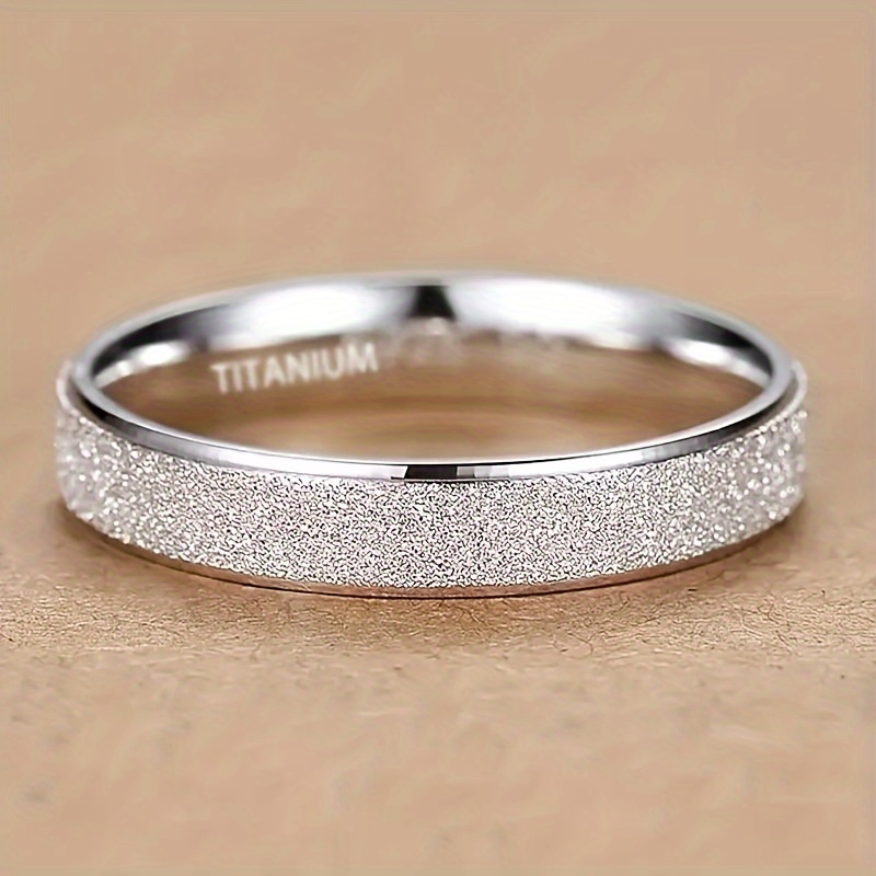 1pc Elegant 4mm Frosted Ring With Band - Sleek, Engasynthetic Gemstoneent & Wedding Jewelry Gift