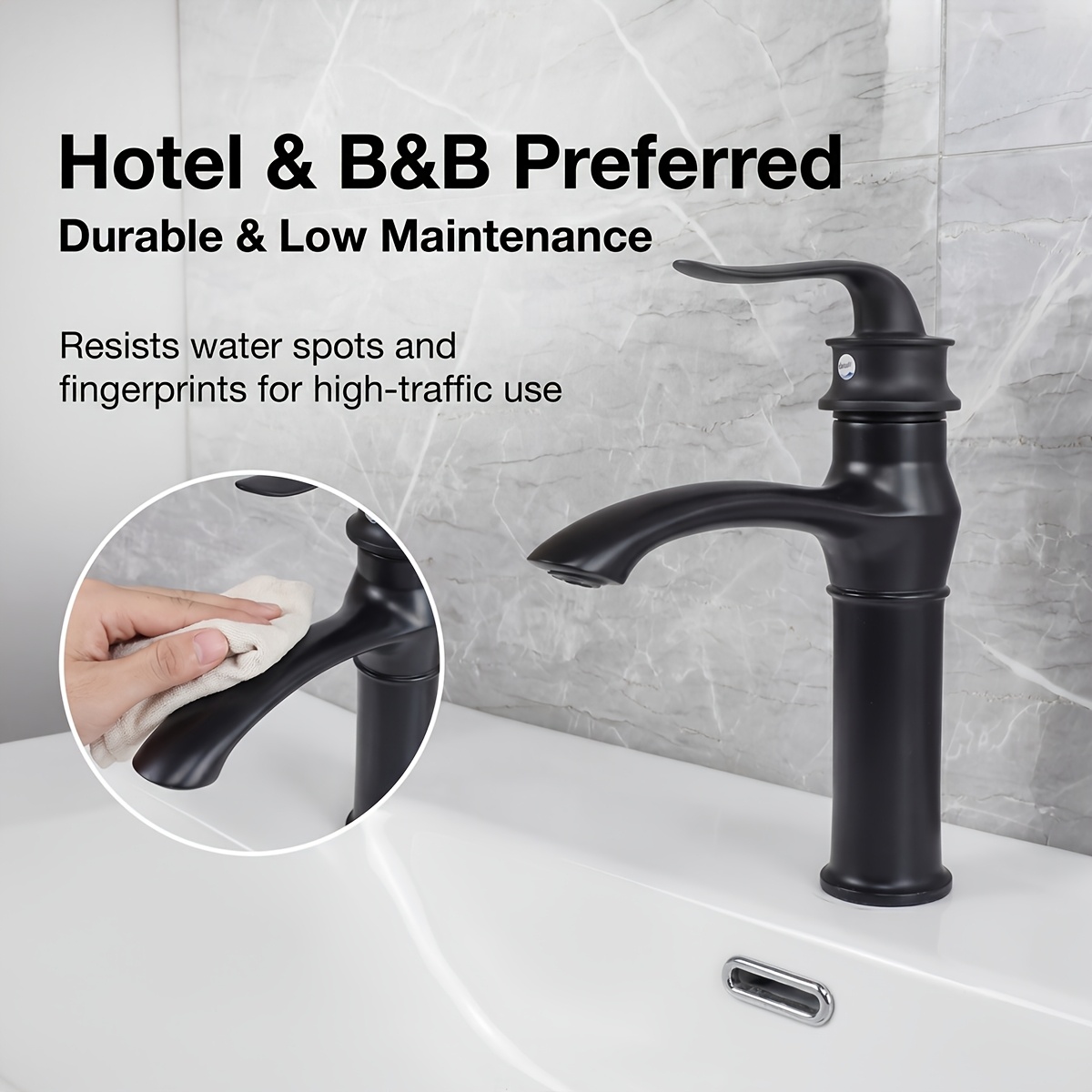 Black Matte Basin , Light Luxury Decorative Hot and Cold Dual Control Countertop Bathroom