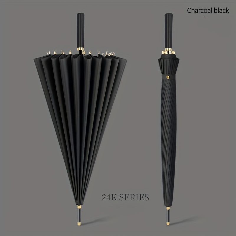 24-rib Giant Long-handled Golf Umbrella - Durable Oversized 3-person Coverage, Automatic Umbrella , Extreme Weather, Beach, Hiking & Commuting
