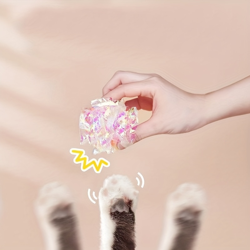 6pcs Crinkle Paper Ball Squeaky Toys for Cats