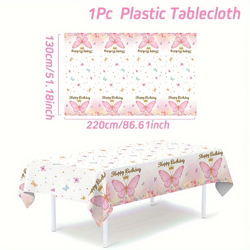 E-shop ., Hochzeitsdekoration, Sommerdekoration, Deko für Draußen, Deko, Schmetterling Tischdecke aus Plastik, 220 x 130 cm Esstischdecke, Happy