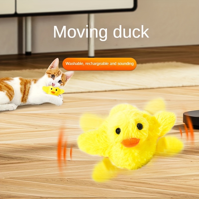 

Jouet Interactif en Peluche Canard pour Chat avec Ailes - Rechargeable par USB, Jouet à Couineur Alimenté par la Gravité pour Chats.