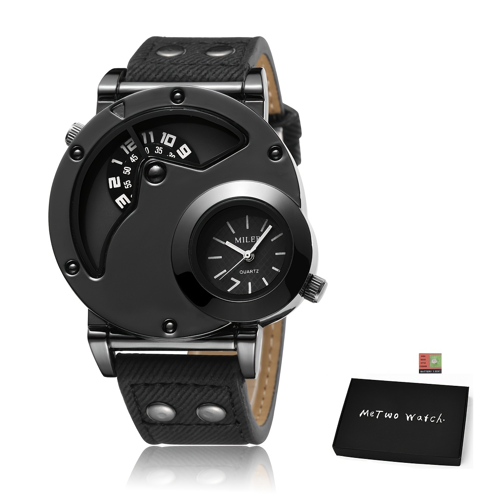 TEMU Men' Vintage Dial Quartz Watch With Time Display, Pu Strap Suitable For Business, Travel & Everyday Use, Watch With Second Hand For Professional