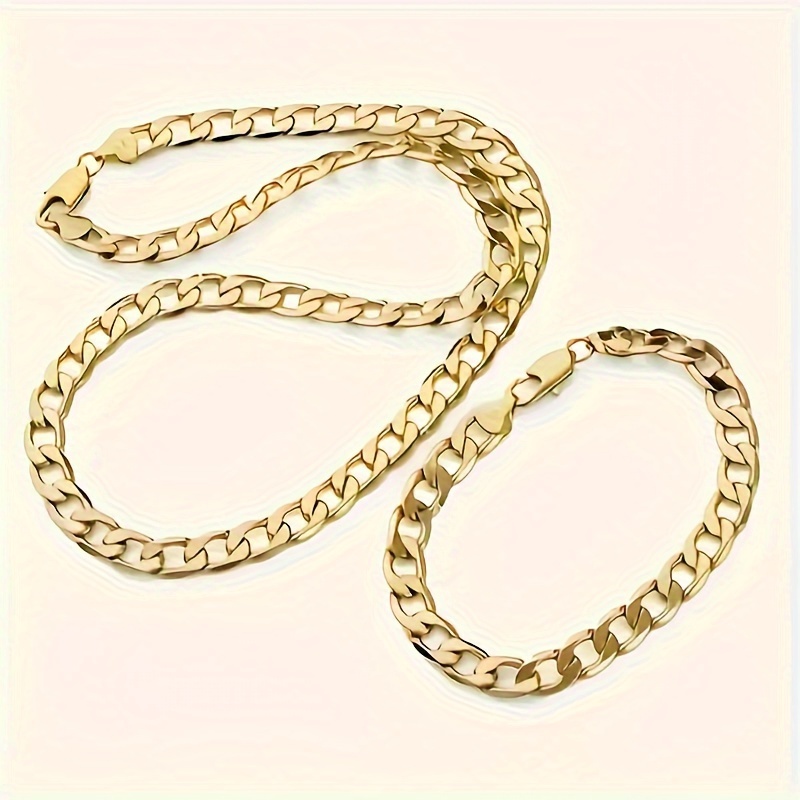 

Luxury Hip Hop Style Men's Jewelry Set - 18k Gold-plated Necklace & Bracelet Combo, Parties & Gifts