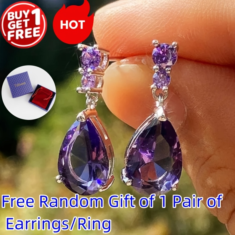 

Amethyst Drop Earrings For Women Engagement Wedding Jewelry Lover Birthday Gift