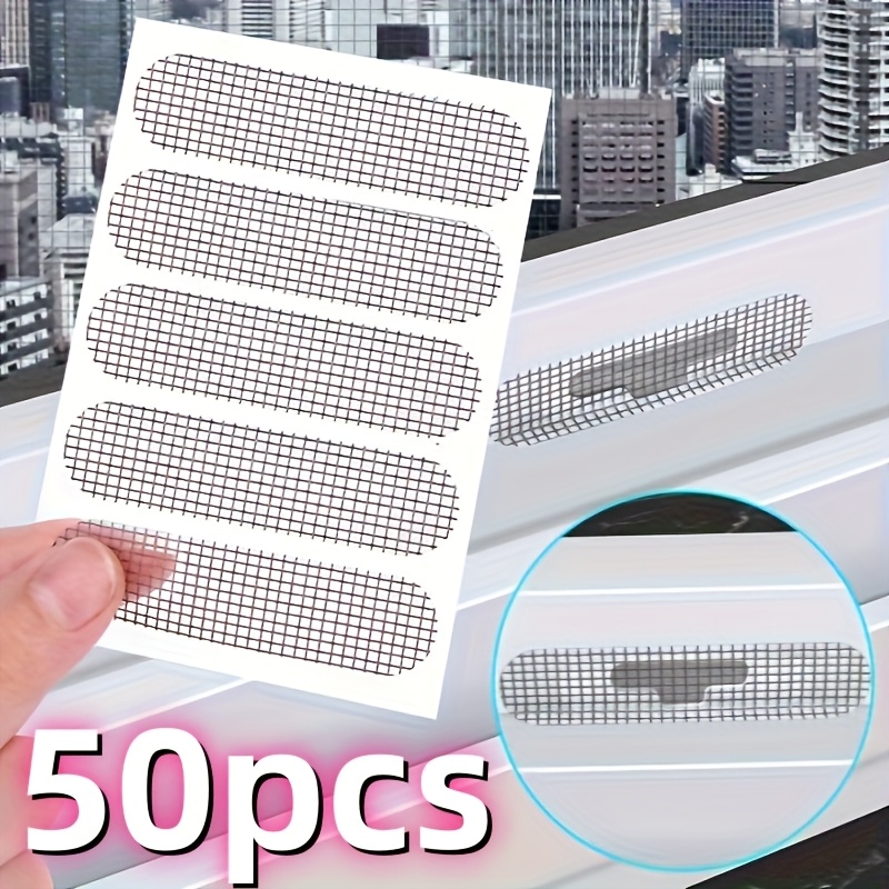 TEMU 50 Patchs de Réparation Imperméables pour Moustiquaires de Fenêtres - Un Ensemble d'Autocollants de Moustiquaire Adaptés aux Portes et aux