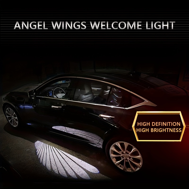 2pcs car led puddle door lights universal car projection lights angel wings led side mirror turn signals puddle lights for car details 1