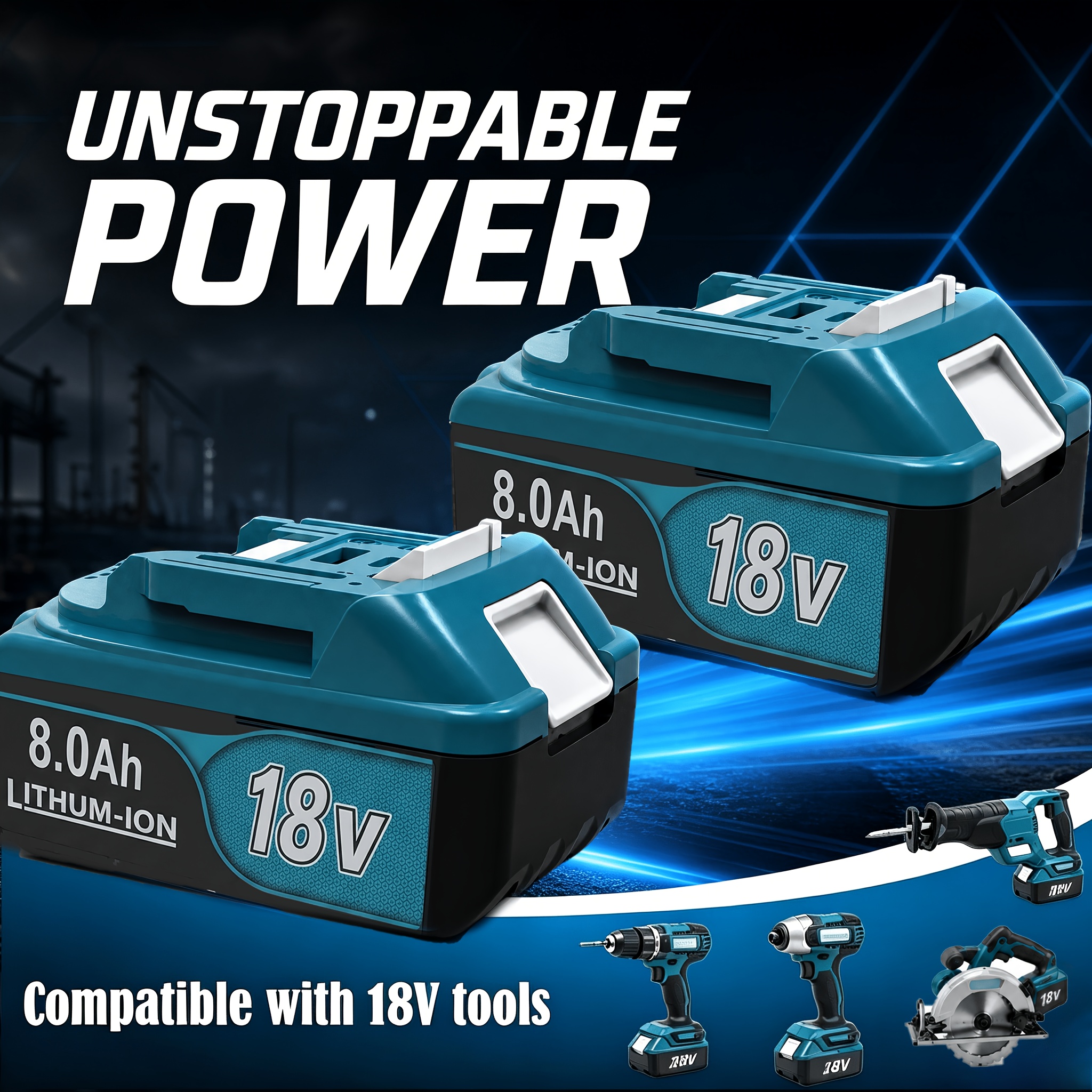 2/1 Kit 8.0ah High Capacity 18v Replacement Battery, Compatible With Bl1850b, Bl1840b, Bl1830b, Provides Long- For Home/workshop Tools