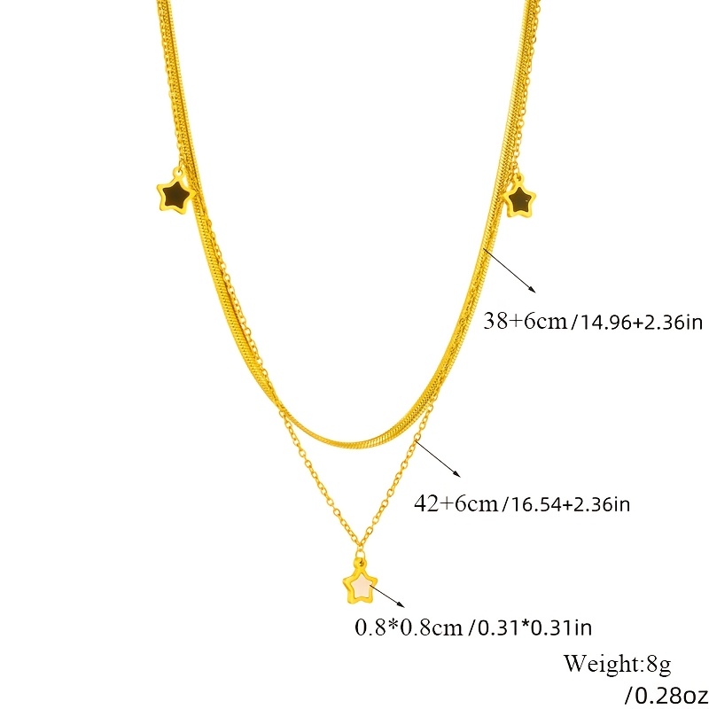 Women's Luxurious Pentagram Chunky Layered Necklace, Elegant Gift
