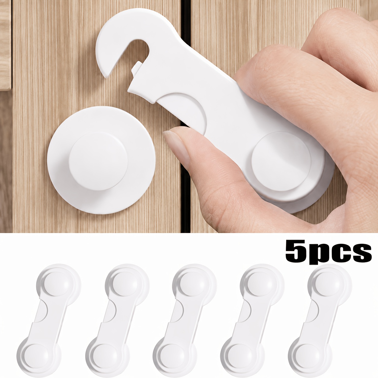 TEMU 5-pack 360° Rotating Cabinet Door Catch Locks, No-drill Self-adhesive Cabinet Door Latches, Suitable For Cabinets, Wardrobes, Drawers,