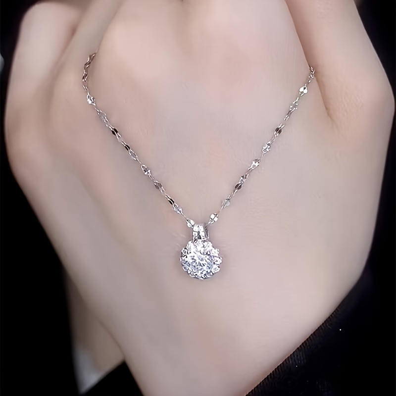 elegant vintage 2 carat moissanite pendant necklace with synthetic crystal   valentines day everyday   details 2