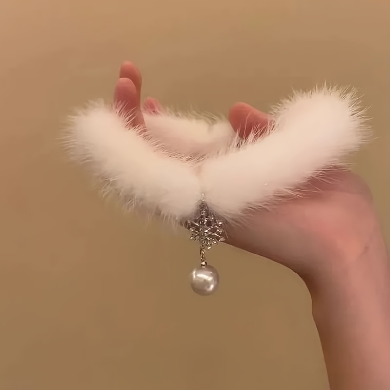 choker necklace made of soft velvet featuring a fluffy snowflake     parties and   Product details 5