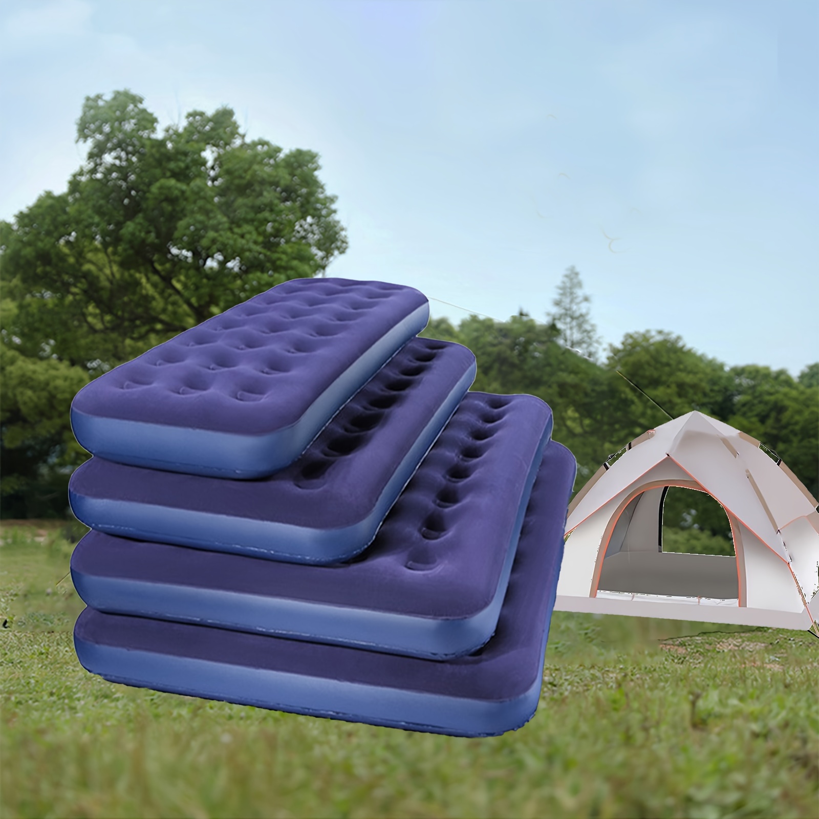 

1pc Matelas gonflable rectangulaire portable, lit à coussin d'air, pour le camping en intérieur et en extérieur, la randonnée, la plage, la piscine