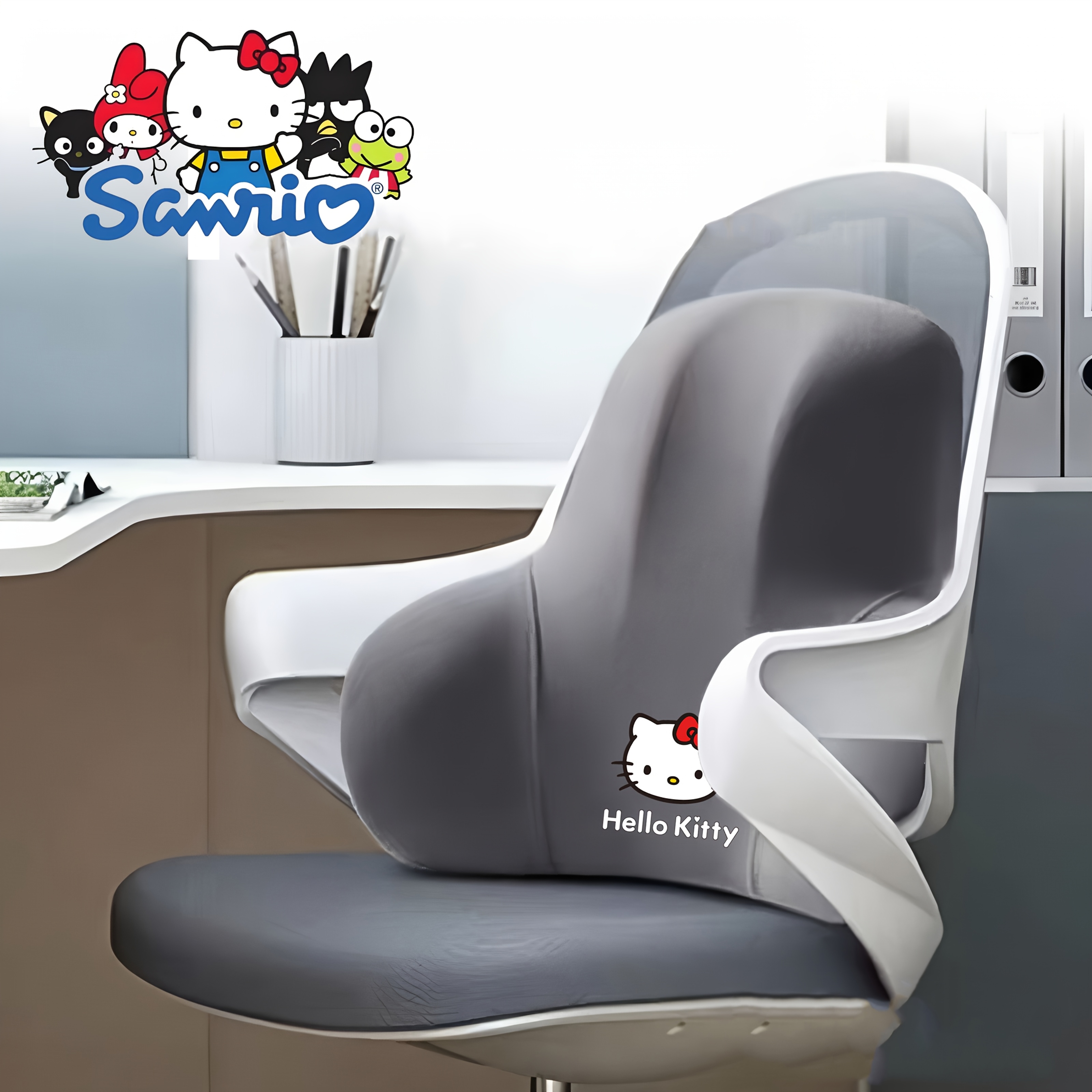   for   ergonomic office chair cushion lightweight portable memory foam back support with contoured design for home   bed black white   grey chair cushion for office bedroom     character   polyester cover Product details 5