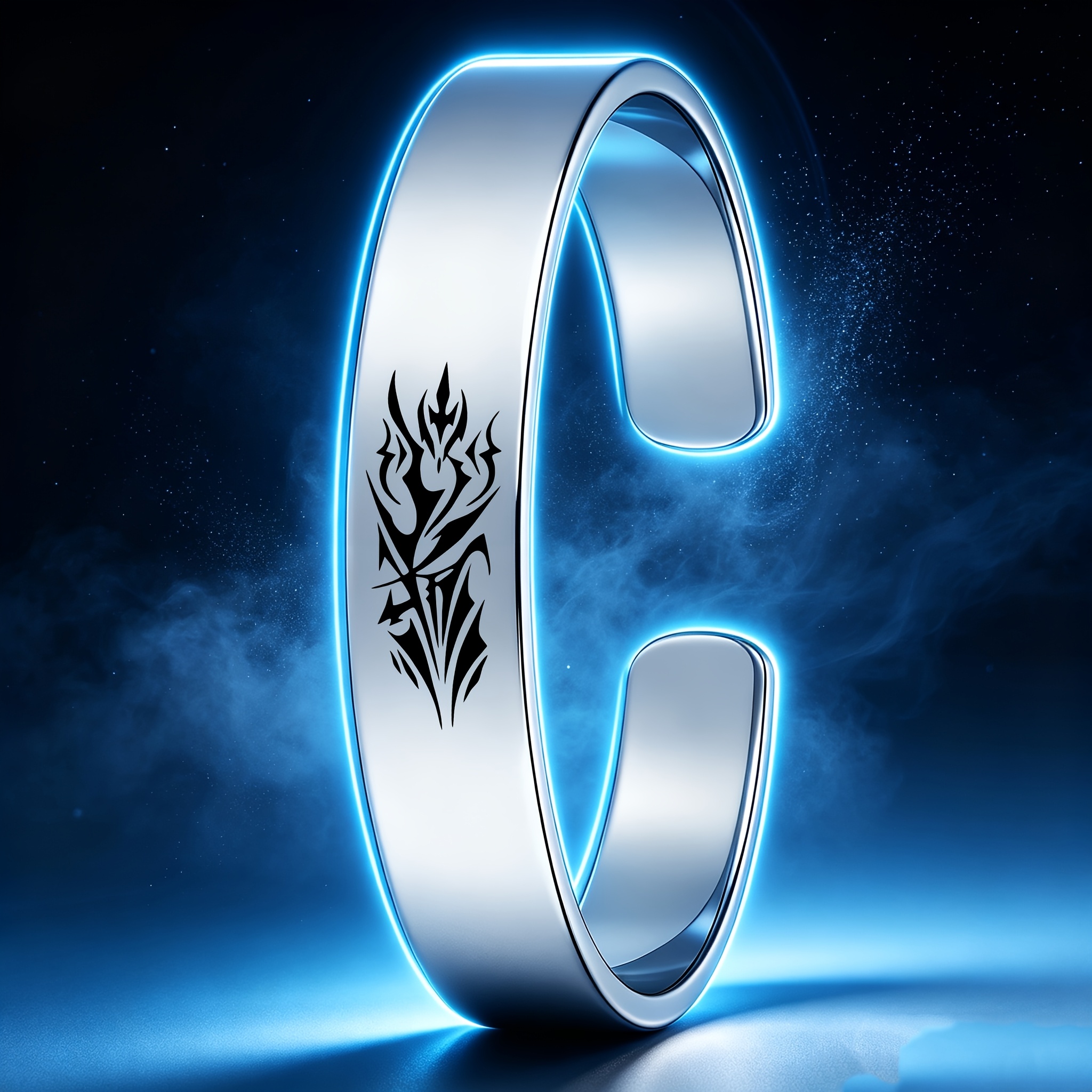 Men's Dark Tribe Totem Design Open Bangle