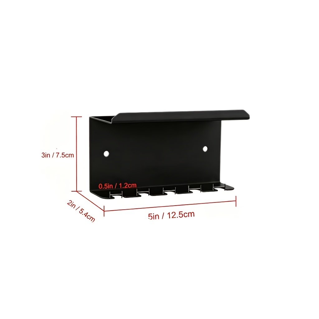 TEMU Wall Mounted Toothbrush Holder With Shelf, Black Iron Bathroom Organizer With Screws, 5-slot Toothbrush Rack For Electric/manual Toothbrushes