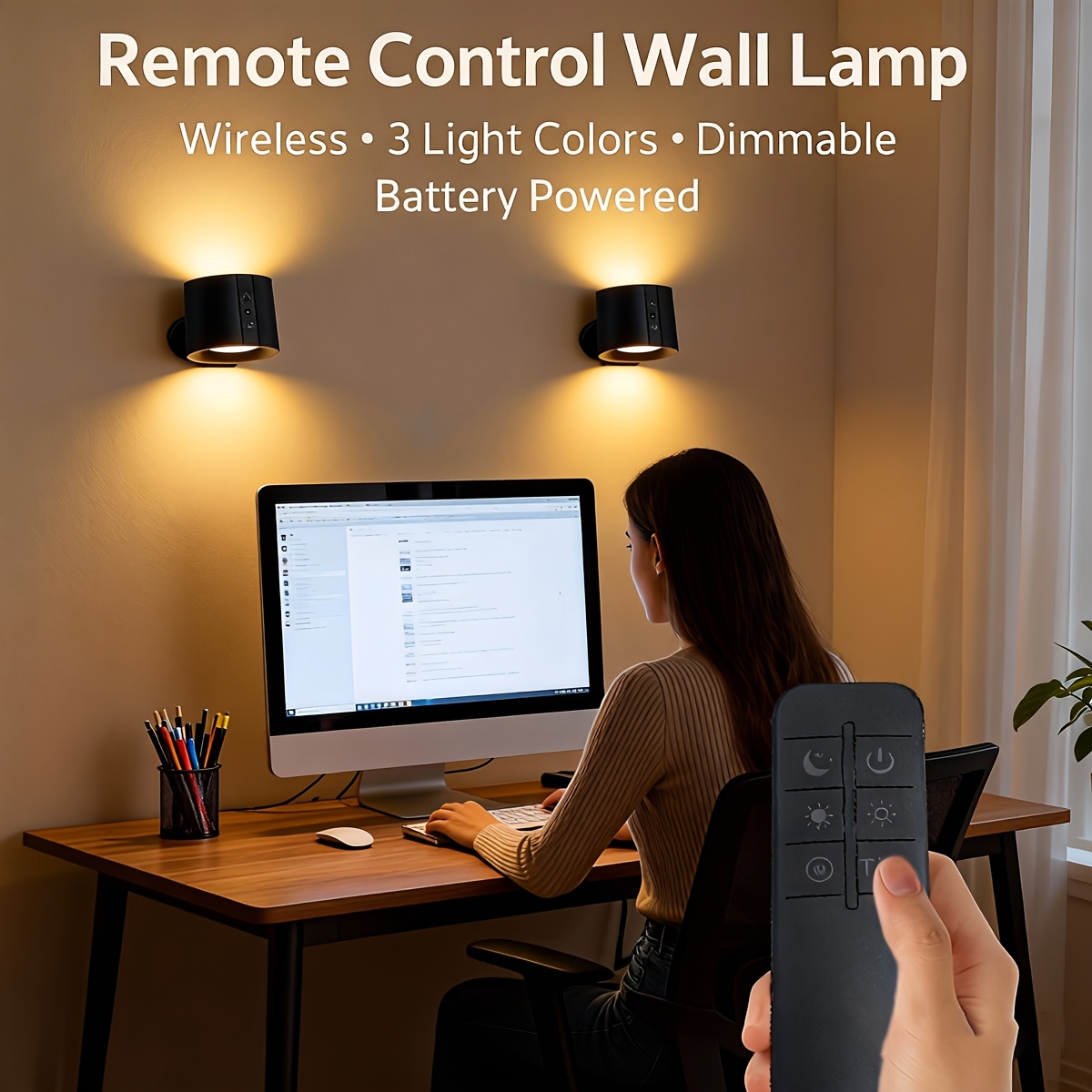 Two Smart Wall Lamps Featuring Three Control Options (Touch, Remote, Daylight Sensor), Rechargeable with a 1200Mah Battery, Adjustable Brightness, Easy Installation, Three Lighting Modes (White, Warm, And a Combination of Both)