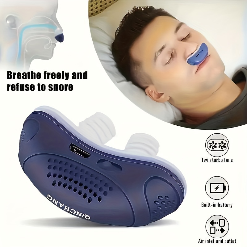 

1pc Rechargeable Anti Snoring Device - Effective Nasal Purifier, Respirator, And Mandibular Splint For Improved Sleep - Lithium Battery Powered