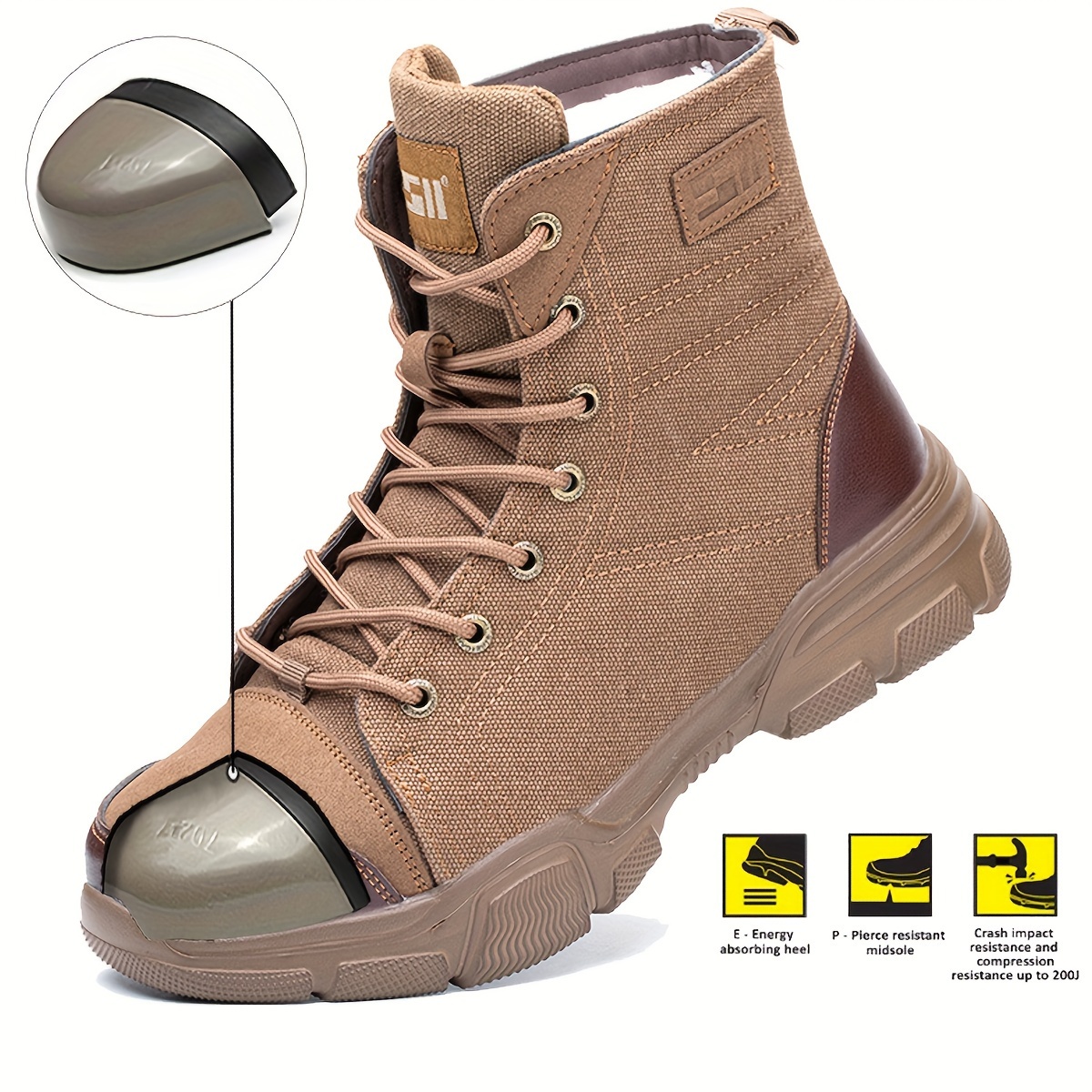 Fashion Durable Working Men Shoes Safety Toe deals High Top Work Sneaker