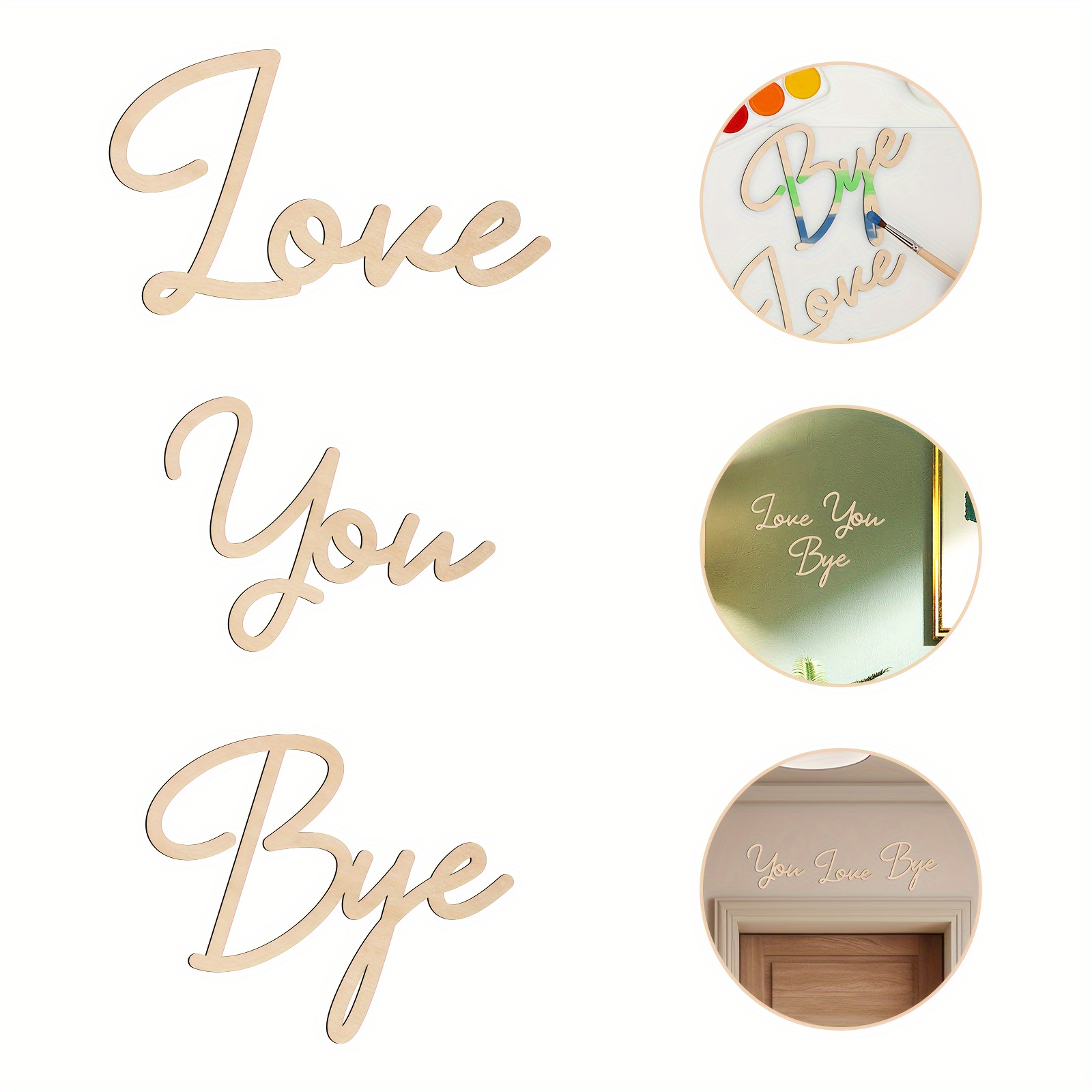 Cartelli In Legno Love You Bye - Decorazione Unica Per Ingresso E Corridoio