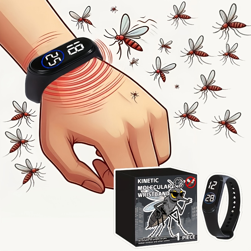 Muñequera Repelente de Mosquitos Electrónica, Deportiva y Física, Pantalla Táctil, Moderna y Casual, Apta para Hombres y Mujeres, 1 Unidad