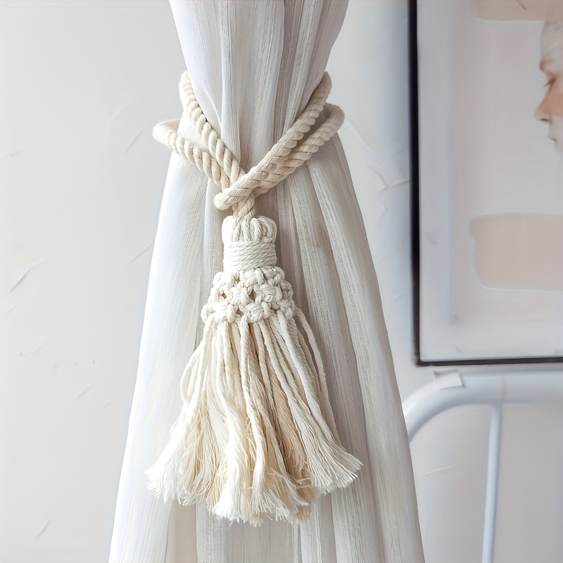 TEMU 1/2pcs Bohemian Style Curtain Tieback Rope, Fringe Curtain Tiebacks, Curtain Decorative Pendants, Curtain Tie Clips, Vintage Window Accessory