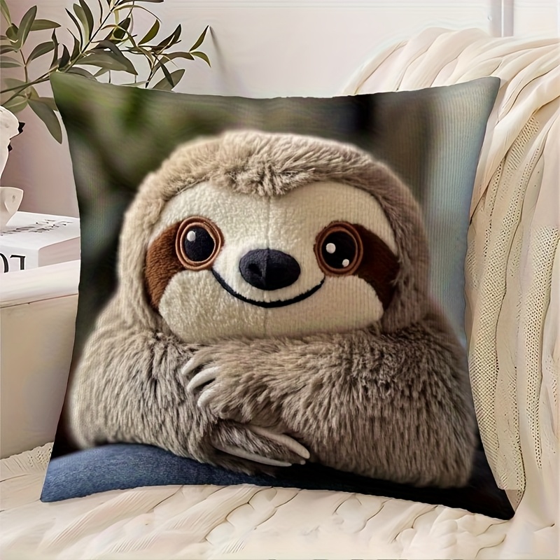 TEMU A Cute 18x18 Inch Plush Pillow Cover - Soft Short Plush With A Single-sided Print, Modern Home Decor, Suitable For Living Rooms, Bedrooms,