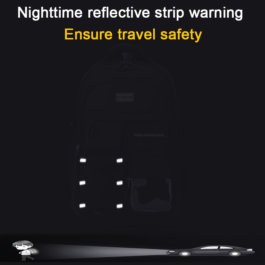 1pieza mochila de gran capacidad para ir al  ,   y viajar -  ,   y diseño unisex elegante con correas ajustables, cierre con cremallera y múltiples compartimentos para niños y niñas, mochila para   Detalles del producto 7