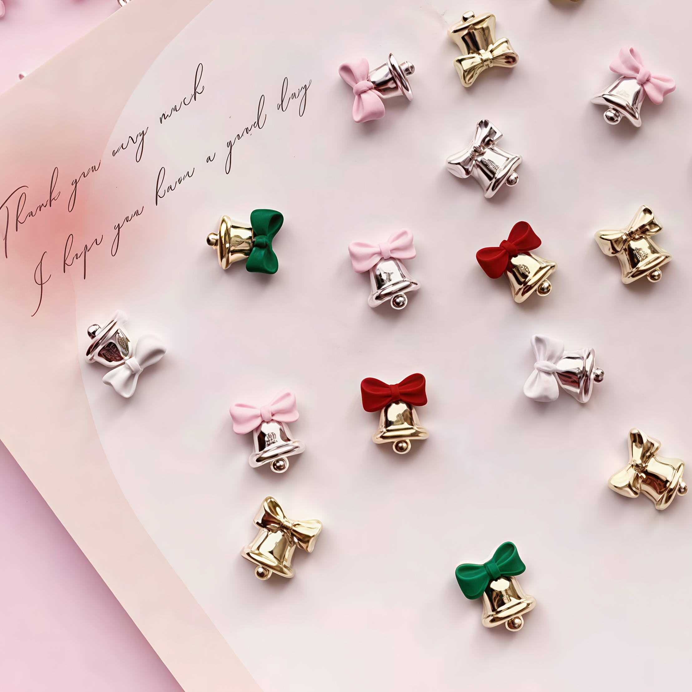 TEMU A Set Of 16 Christmas-themed Nail Art Bells, Featuring Y2k, Sweet And Cool Styles, Japanese-inspired Designs, Nail Supplies, Nail Decorations,