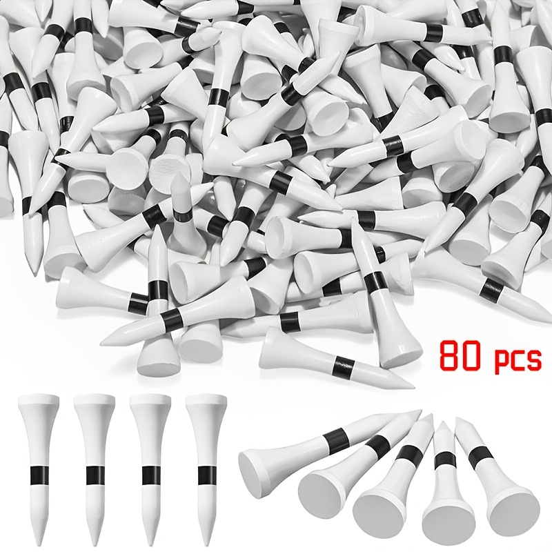 TEMU 80pcs 38mm Short Wooden Golf Tees, Black And White Minimalist Style Golf Tees, Golf Practice Accessories