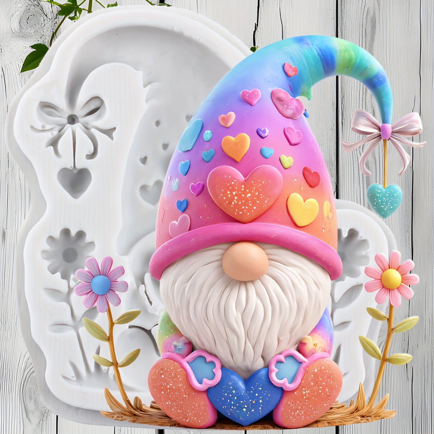 TEMU Moule en silicone Gnome de Noël Moules de Père Noël Moules en résine époxy Décorations en pâte polymère utilisé pour faire des cubes de savon en
