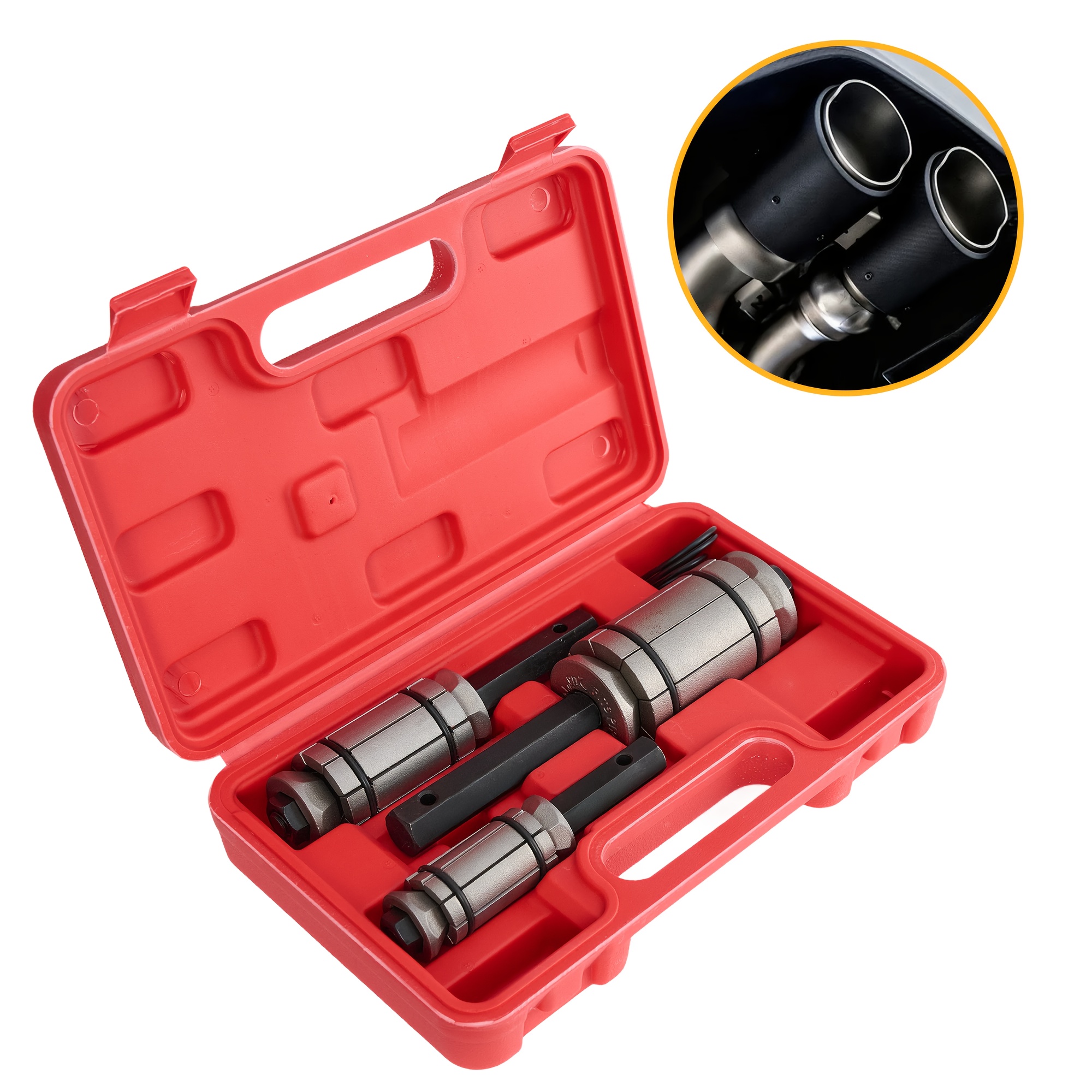 TEMU 3pcs Exhaust Pipe Expander Set Heavy-duty Pipe Repair Tool Carbon Steel Non-slip For Muffler/exhaust System Repair Mechanic-approved, Best Gift For Man