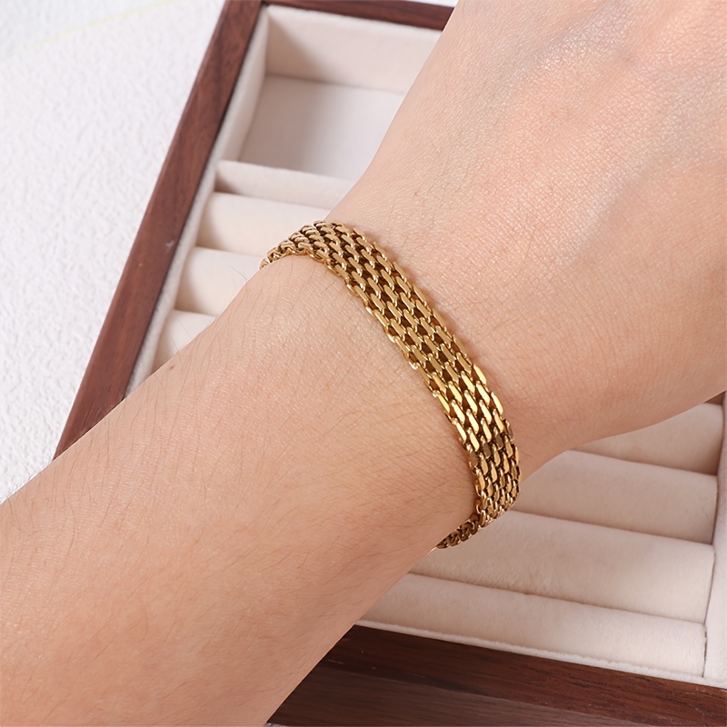 316L Stainless Steel Retro Trendy Metal Chain Bracelet