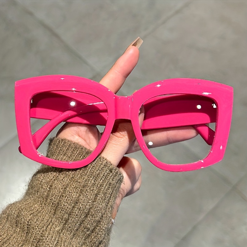 Image of Oversized Cat-eye Glasses With Clear Lenses, Stylish Jelly-colored Decorative Eyewear For Women, By Men For Parties