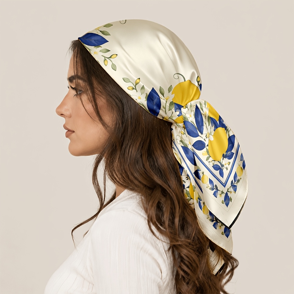 TEMU Leaf Pattern Headscarf, Fresh , Suitable For Hair Additions, Used As A Shawl, Travel Vacation/daily/travel Essential, High