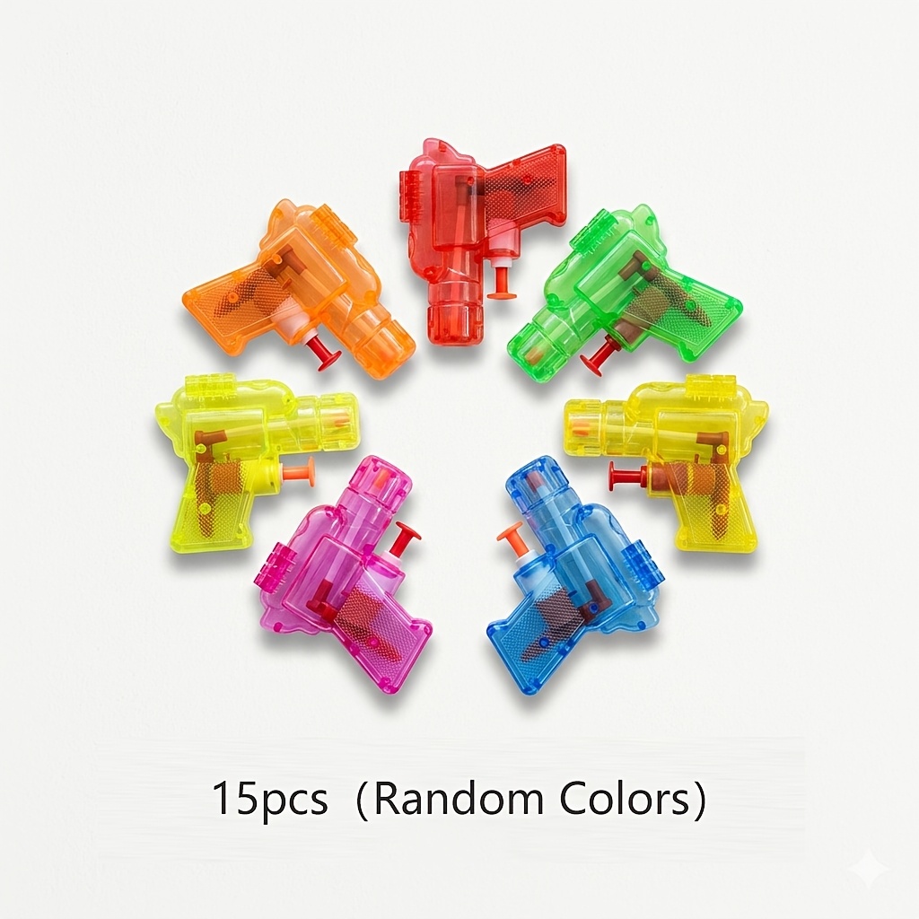 Image of 15pcs Colorful Transparent Water Guns For Kids - Mini Portable Handheld Water Blasters, Summer Outdoor Beach Pool Toys, Play Tools, Birthday Party Favors For , (random Colors)