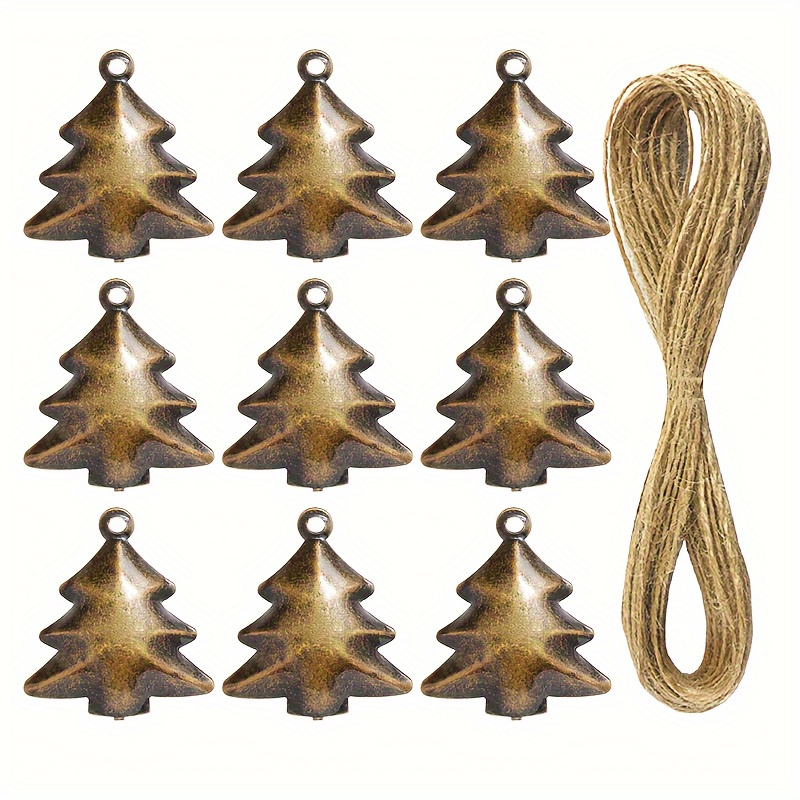 

9pcs Bronze - 1.45" X 1.25" Iron Christmas Tree Ornaments, For & Decorations, - Oxidation-, For Day, 's & New