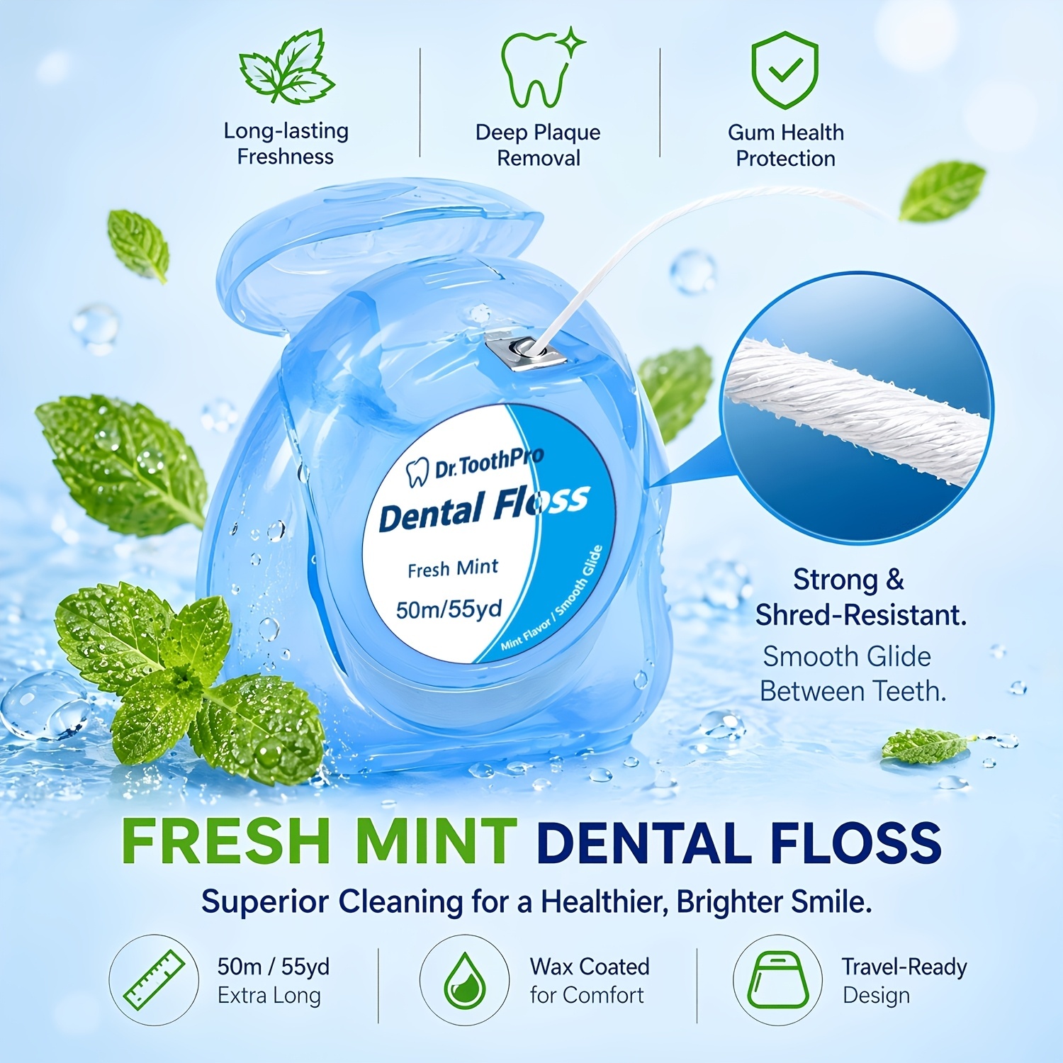 2/4 Pack Mint-Flavored Disposable Floss Picks for Oral Care