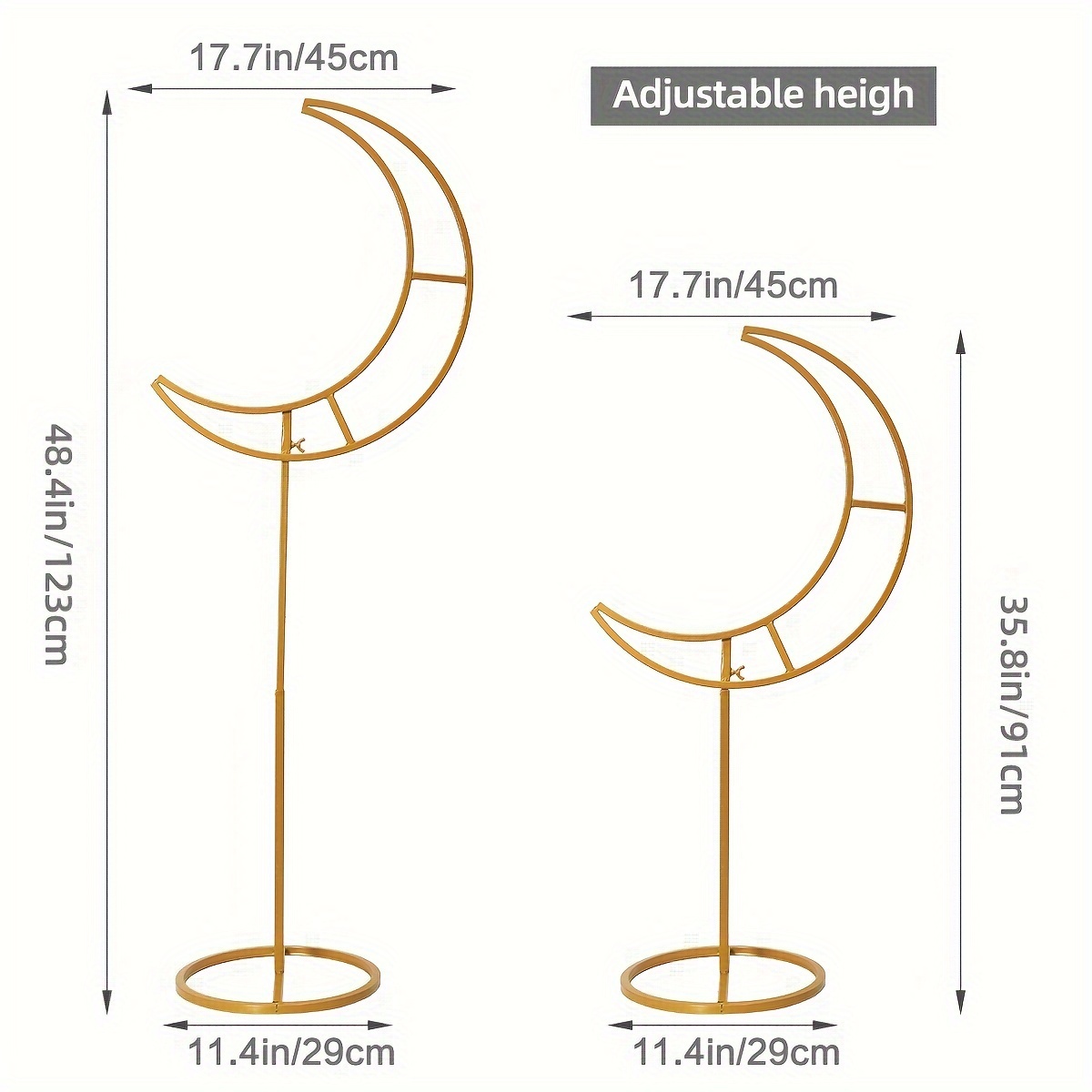 Image of 1pc Balloon Flower Crescent Shape Arch Column Stand, Iron Arch Stand For Birthday, Wedding, Graduation, Eid , Mother's Day Party
